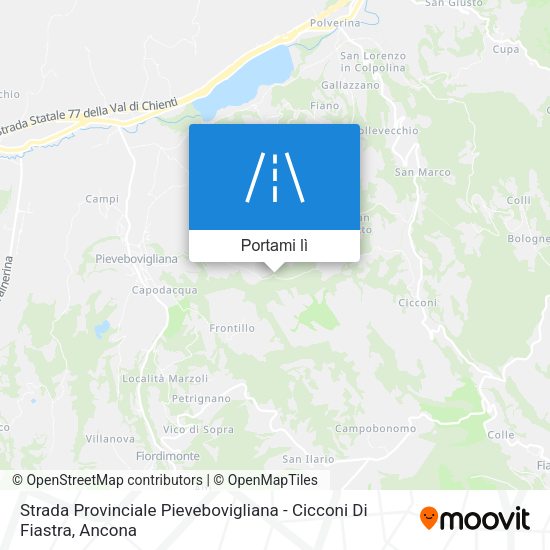 Mappa Strada Provinciale Pievebovigliana - Cicconi Di Fiastra