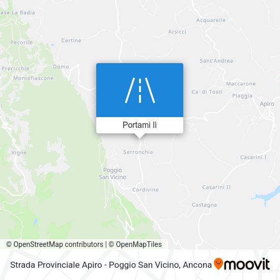 Mappa Strada Provinciale Apiro - Poggio San Vicino