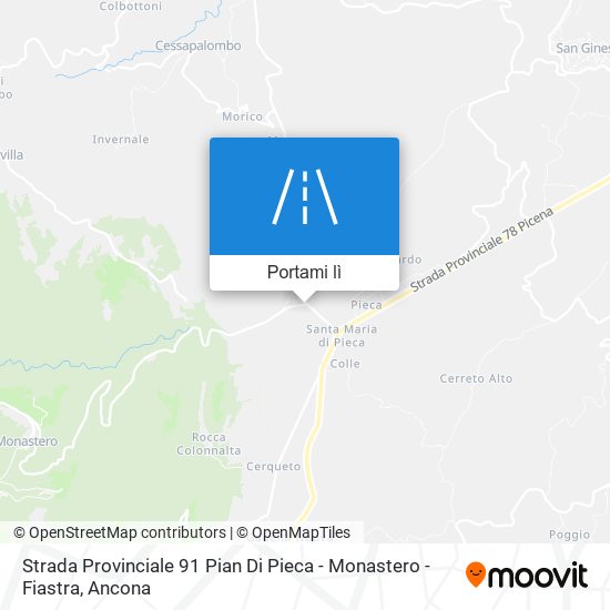 Mappa Strada Provinciale 91 Pian Di Pieca - Monastero - Fiastra