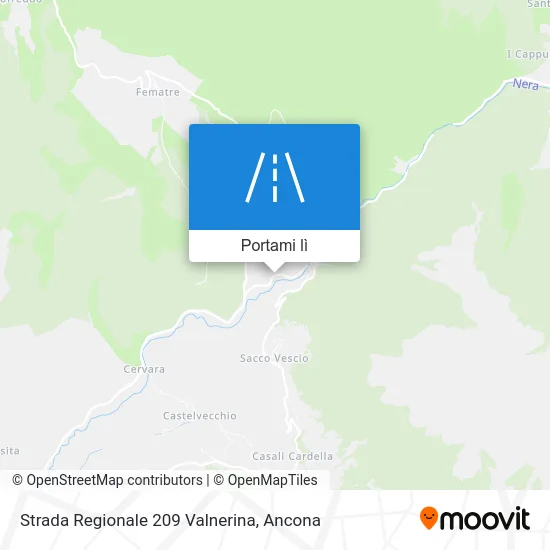 Mappa Strada Regionale 209 Valnerina