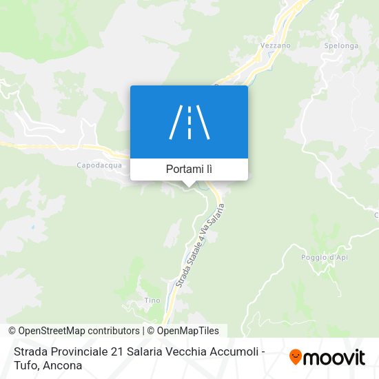 Mappa Strada Provinciale 21 Salaria Vecchia Accumoli - Tufo