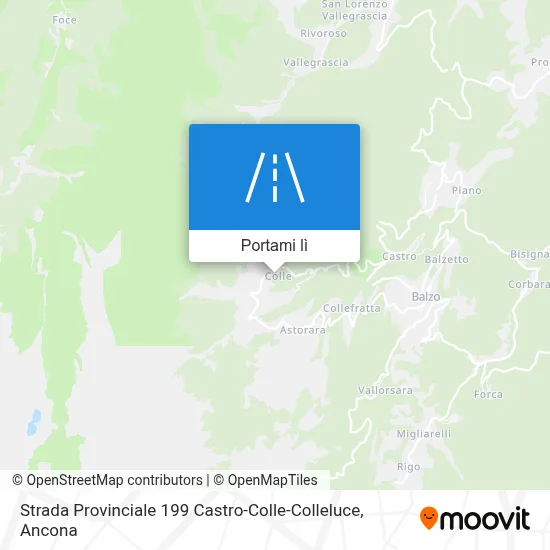 Mappa Strada Provinciale 199 Castro-Colle-Colleluce