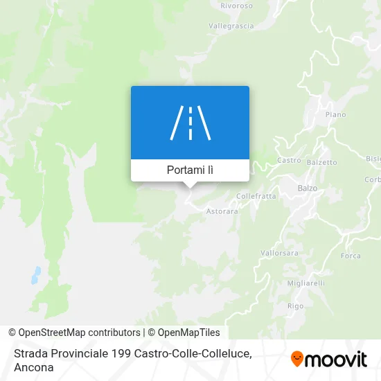 Mappa Strada Provinciale 199 Castro-Colle-Colleluce