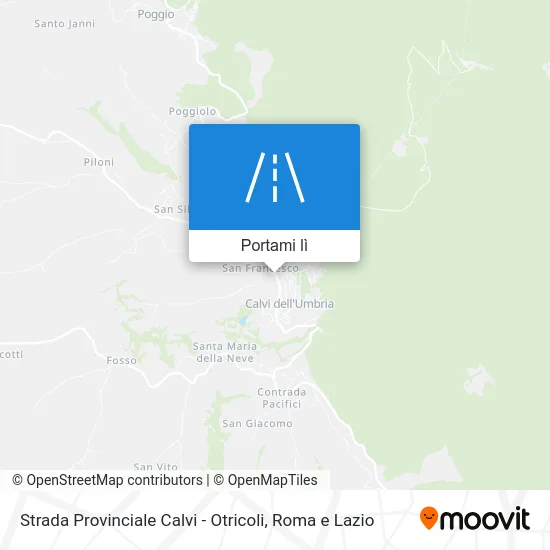 Mappa Strada Provinciale Calvi - Otricoli