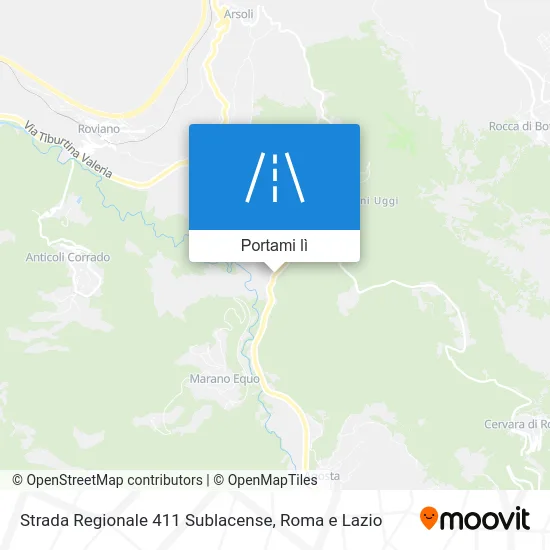 Mappa Strada Regionale 411 Sublacense