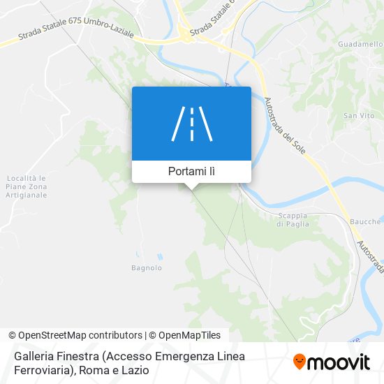 Mappa Galleria Finestra (Accesso Emergenza Linea Ferroviaria)