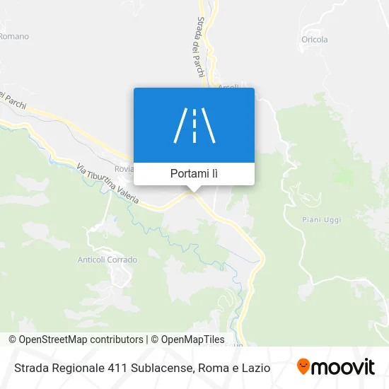 Mappa Strada Regionale 411 Sublacense