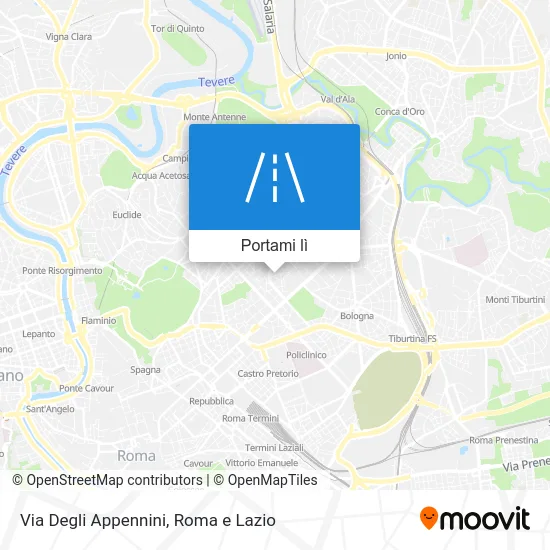 Mappa Via Degli Appennini