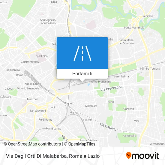 Mappa Via Degli Orti Di Malabarba