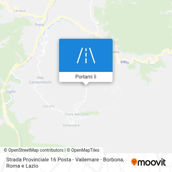 Mappa Strada Provinciale 16 Posta - Vallemare - Borbona