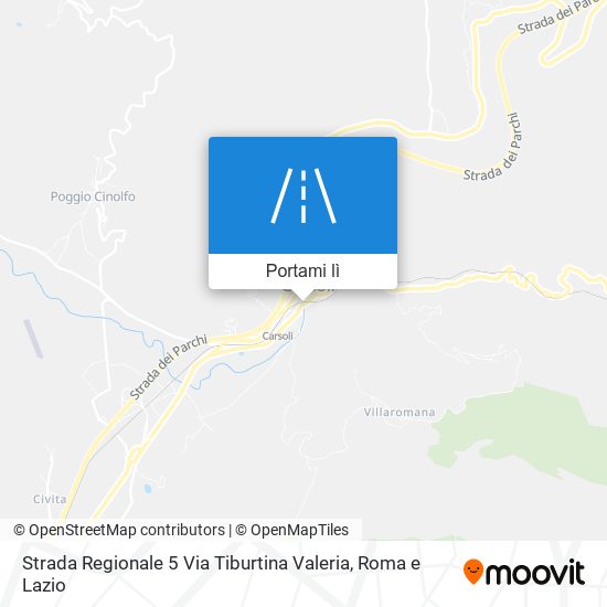 Mappa Strada Regionale 5 Via Tiburtina Valeria