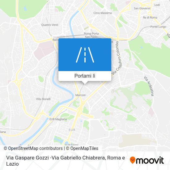 Mappa Via Gaspare Gozzi -Via Gabriello Chiabrera