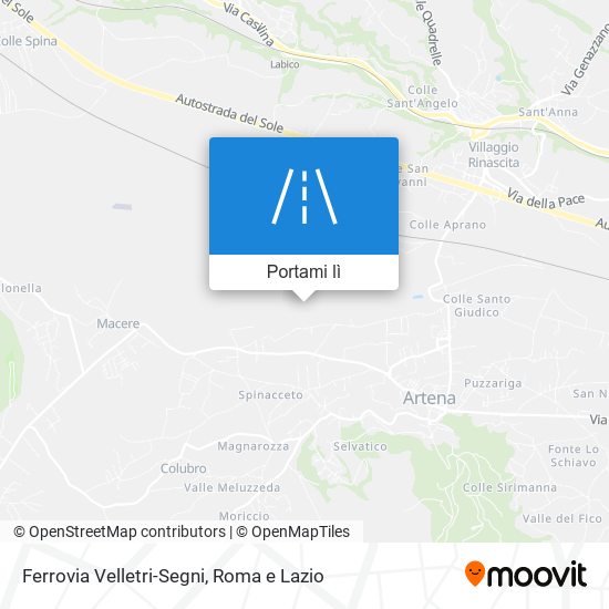 Mappa Ferrovia Velletri-Segni