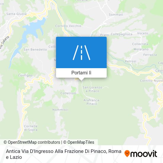 Mappa Antica Via D'Ingresso Alla Frazione Di Pinaco