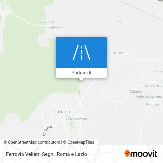 Mappa Ferrovia Velletri-Segni
