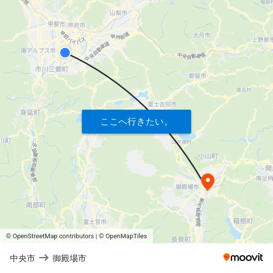 中央市 to 御殿場市 map