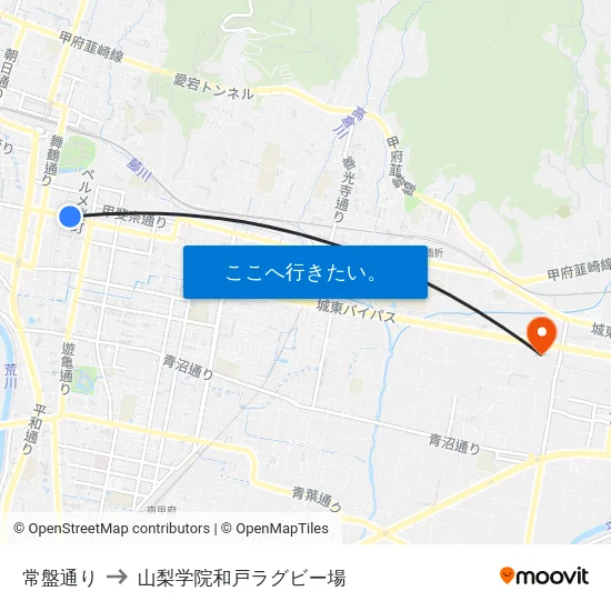 常盤通り to 山梨学院和戸ラグビー場 map