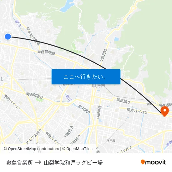 敷島営業所 to 山梨学院和戸ラグビー場 map