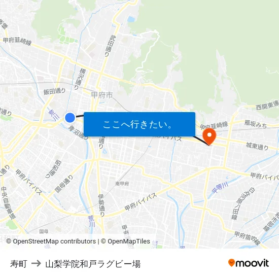 寿町 to 山梨学院和戸ラグビー場 map