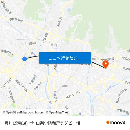 貢川(廃軌道) to 山梨学院和戸ラグビー場 map