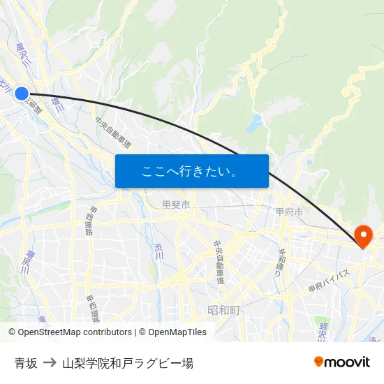 青坂 to 山梨学院和戸ラグビー場 map