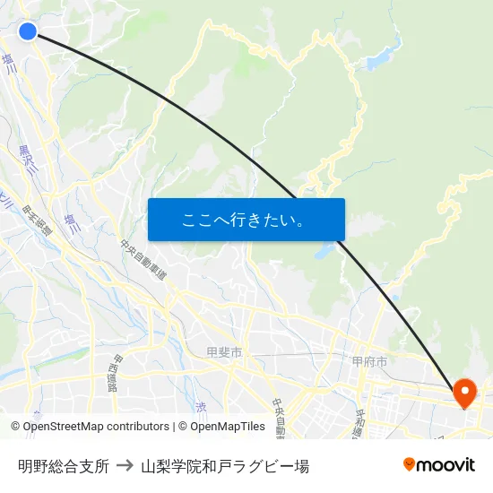 明野総合支所 to 山梨学院和戸ラグビー場 map