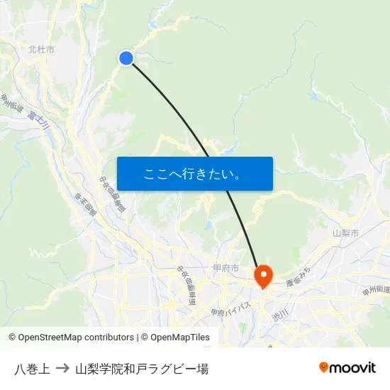 八巻上 to 山梨学院和戸ラグビー場 map