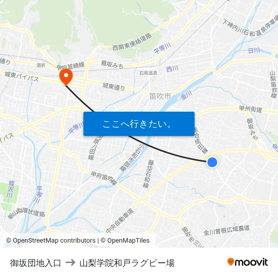 御坂団地入口 to 山梨学院和戸ラグビー場 map