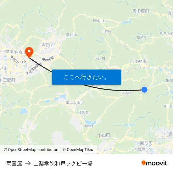 両国屋 to 山梨学院和戸ラグビー場 map