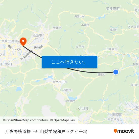 月夜野桟道橋 to 山梨学院和戸ラグビー場 map