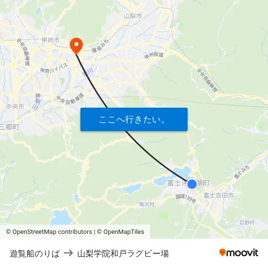 遊覧船のりば to 山梨学院和戸ラグビー場 map