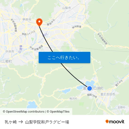 乳ケ崎 to 山梨学院和戸ラグビー場 map
