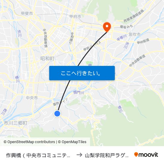 作興橋（中央市コミュニティバス） to 山梨学院和戸ラグビー場 map