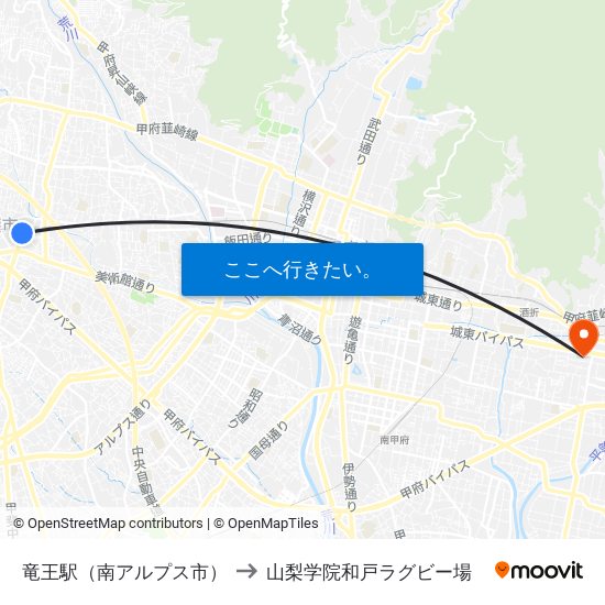 竜王駅（南アルプス市） to 山梨学院和戸ラグビー場 map
