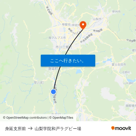 身延支所前 to 山梨学院和戸ラグビー場 map