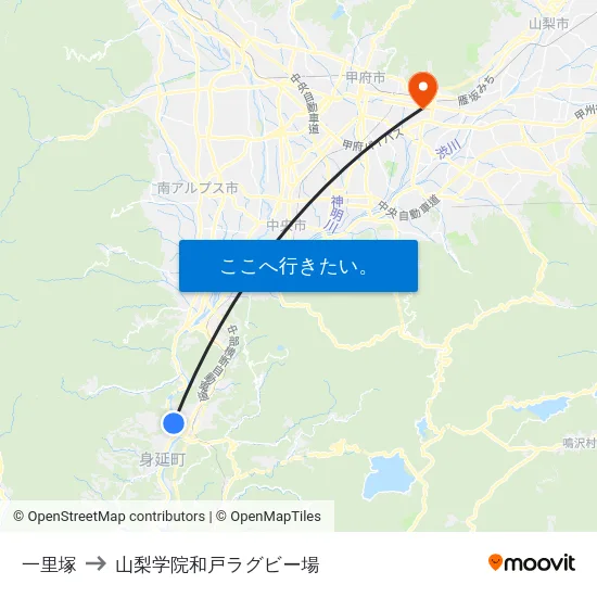 一里塚 to 山梨学院和戸ラグビー場 map