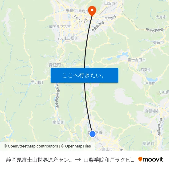 静岡県富士山世界遺産センター to 山梨学院和戸ラグビー場 map