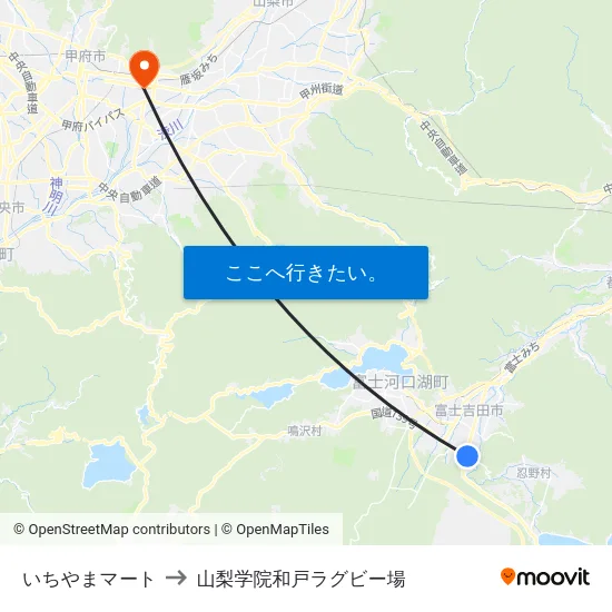 いちやまマート to 山梨学院和戸ラグビー場 map