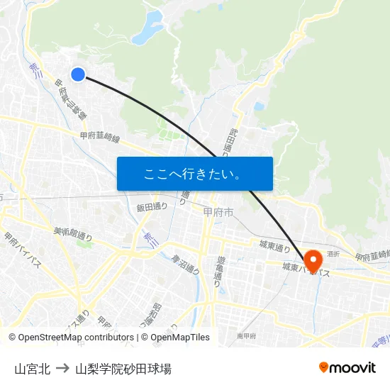 山宮北 to 山梨学院砂田球場 map