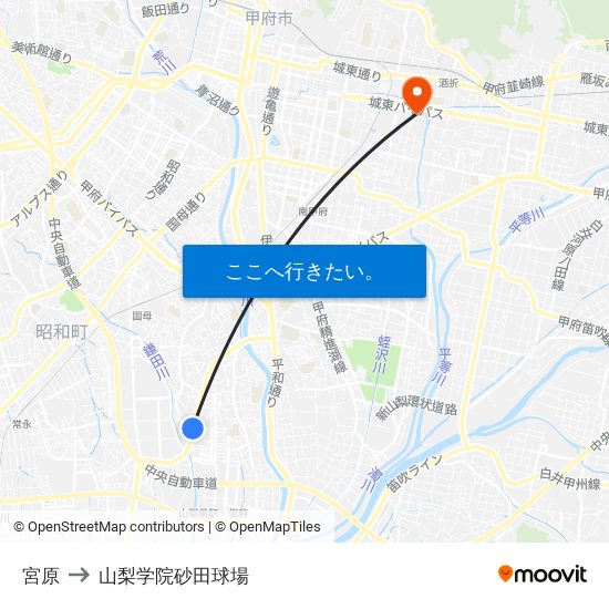 宮原 to 山梨学院砂田球場 map