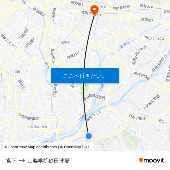 宮下 to 山梨学院砂田球場 map