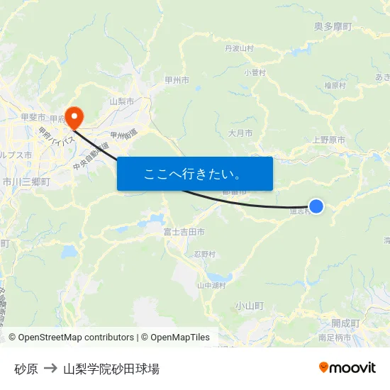 砂原 to 山梨学院砂田球場 map