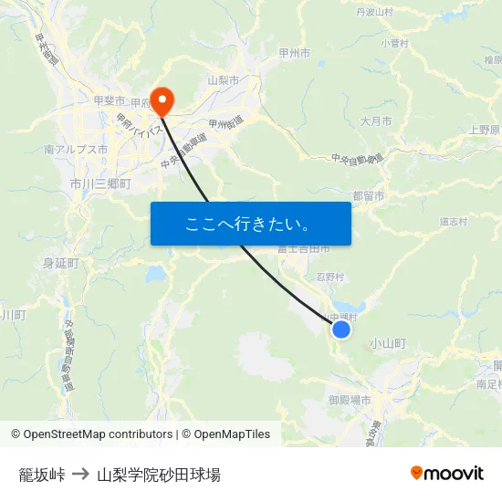 籠坂峠 to 山梨学院砂田球場 map