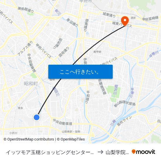 イッツモア玉穂ショッピングセンター（中央市コミュニティバス） to 山梨学院砂田球場 map