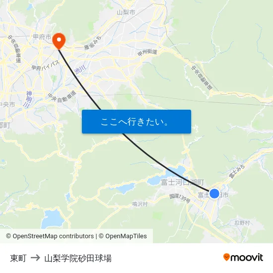 東町 to 山梨学院砂田球場 map