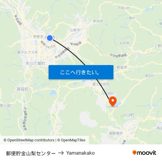 郵便貯金山梨センター to Yamanakako map