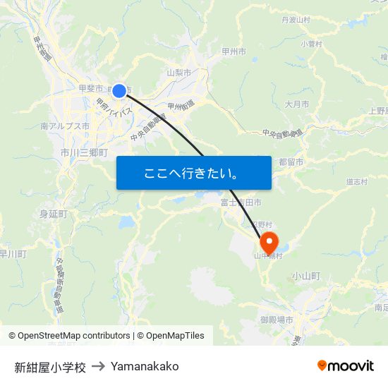 新紺屋小学校 to Yamanakako map