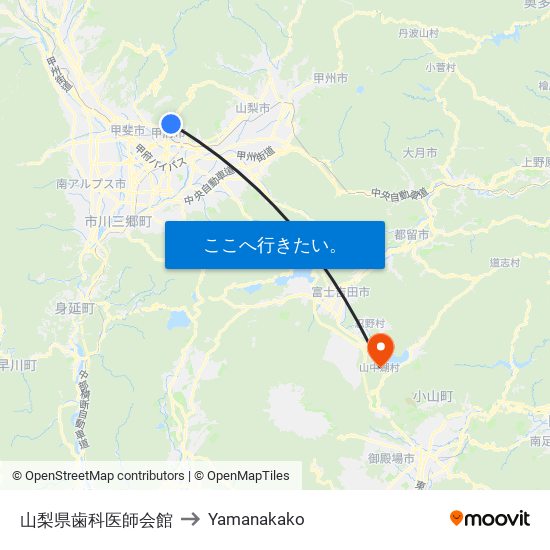 山梨県歯科医師会館 to Yamanakako map