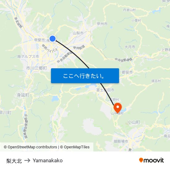 梨大北 to Yamanakako map
