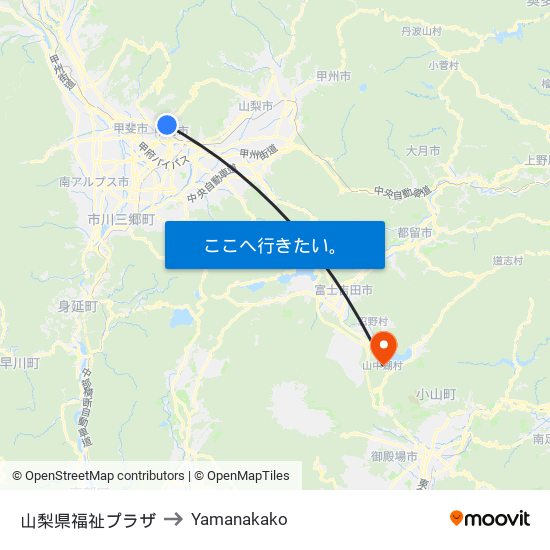 山梨県福祉プラザ to Yamanakako map